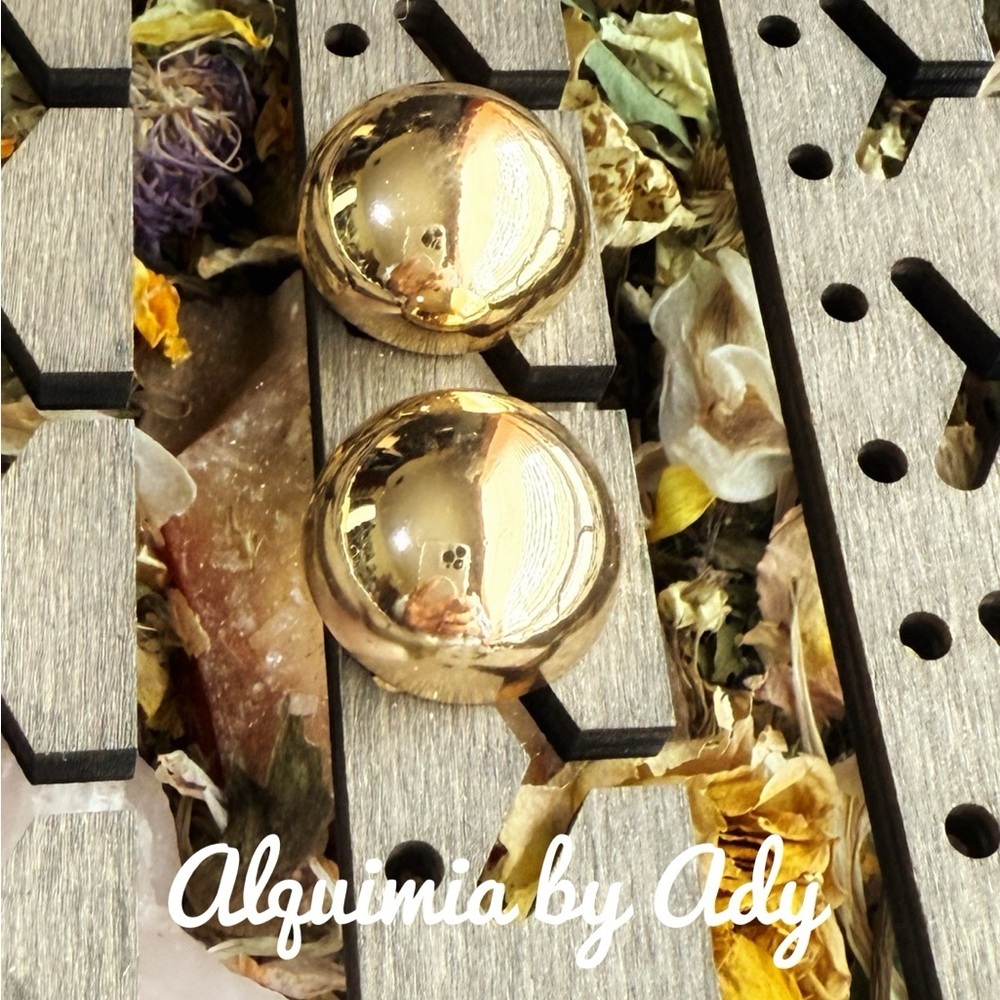 Gold oversized dome stud earrings
